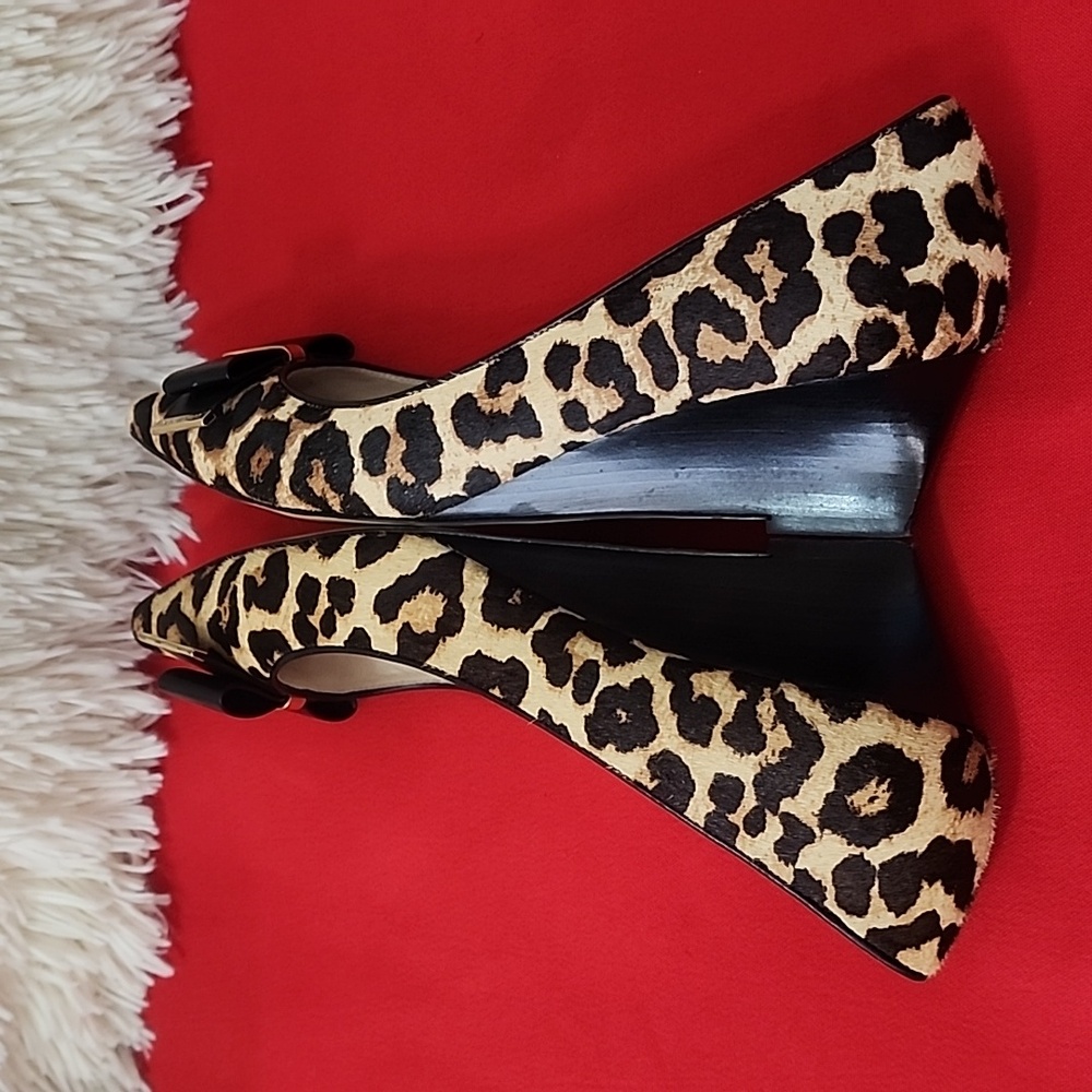 Michael Kors Real Fur Leopard Print Wedge - Picture 10 of 13
